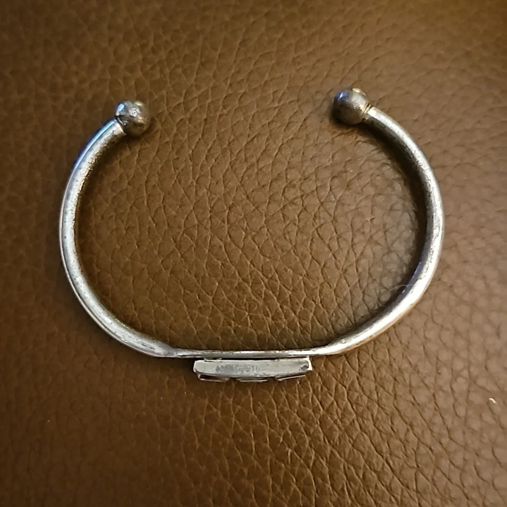 3/$30 Vintage Small Silvertone Blue Gem Cuff Bracelet
